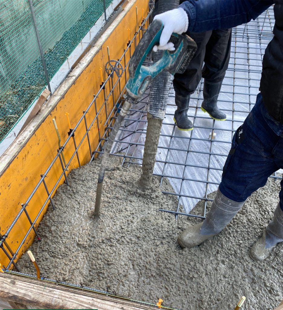 明石市Y様邸新築工事　土間コンクリート・立ち上がりコンクリート打設